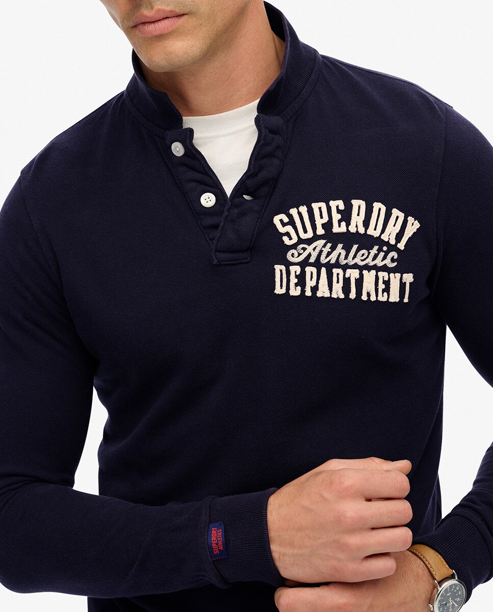 Polo Vintage Athletic de Manga Comprida Azul-marinho-2