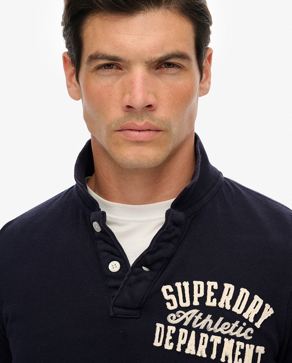 Polo Vintage Athletic de Manga Comprida Azul-marinho-3