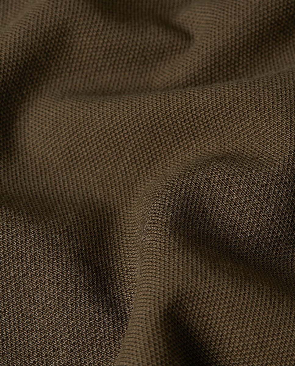 Polo Dunda Slim de Algodão Orgânico com Manga Curta Castanho-5