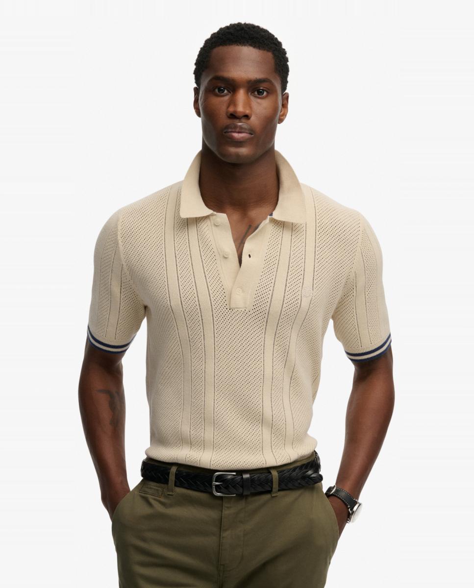 Imagem 0 de Polo de Malha com Textura e Manga Curta