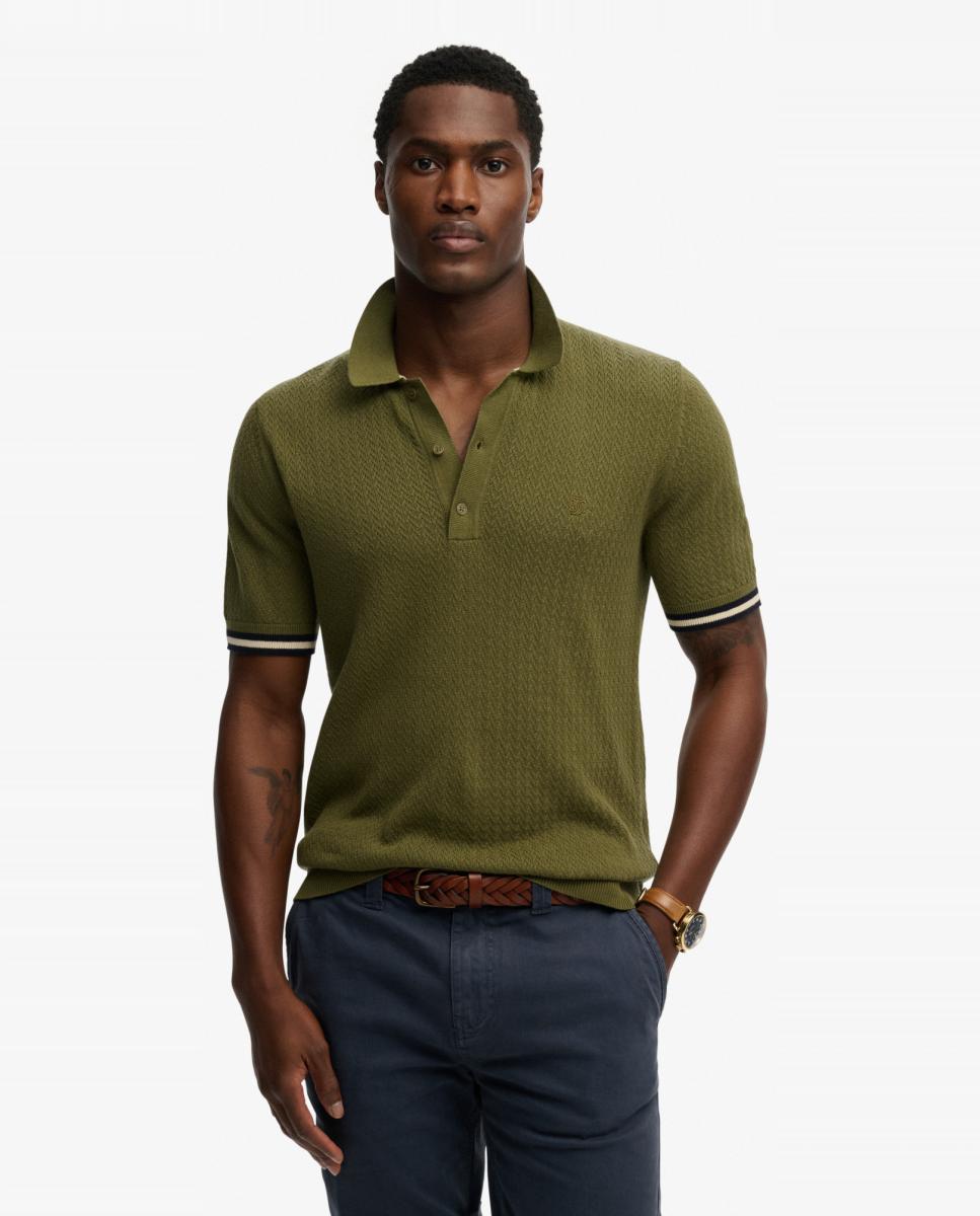 Imagem 0 de Polo de Malha com Textura e Manga Curta