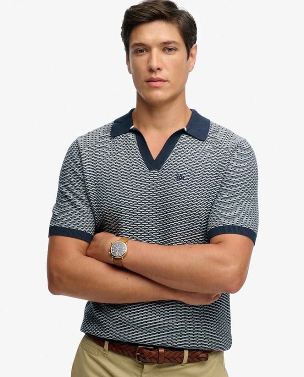 Polo Johnny Collar de Malha Azul-marinho-1