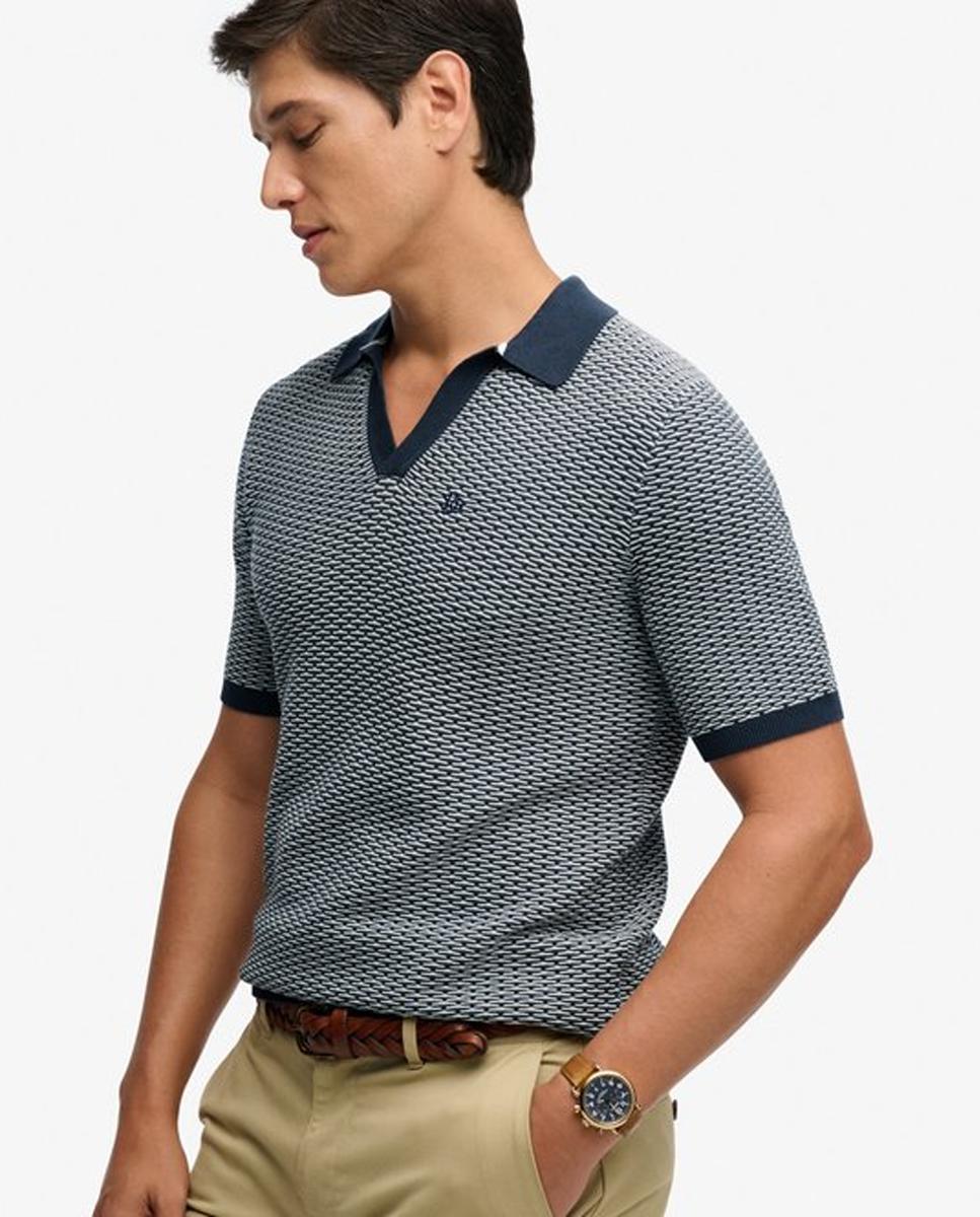 Polo Johnny Collar de Malha Azul-marinho-2