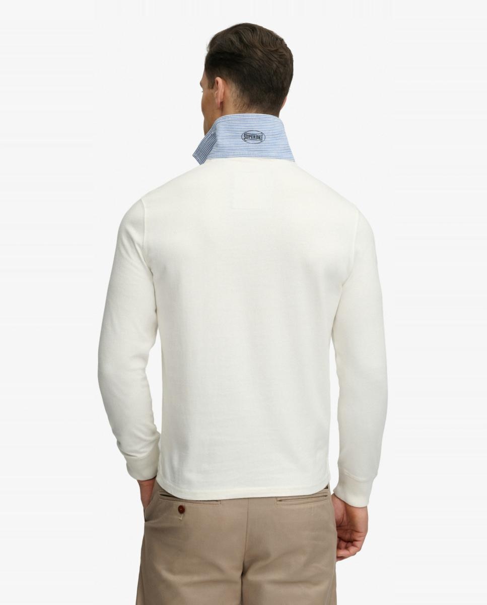 Polo de Rugby com Emblema Duplo Branco-2