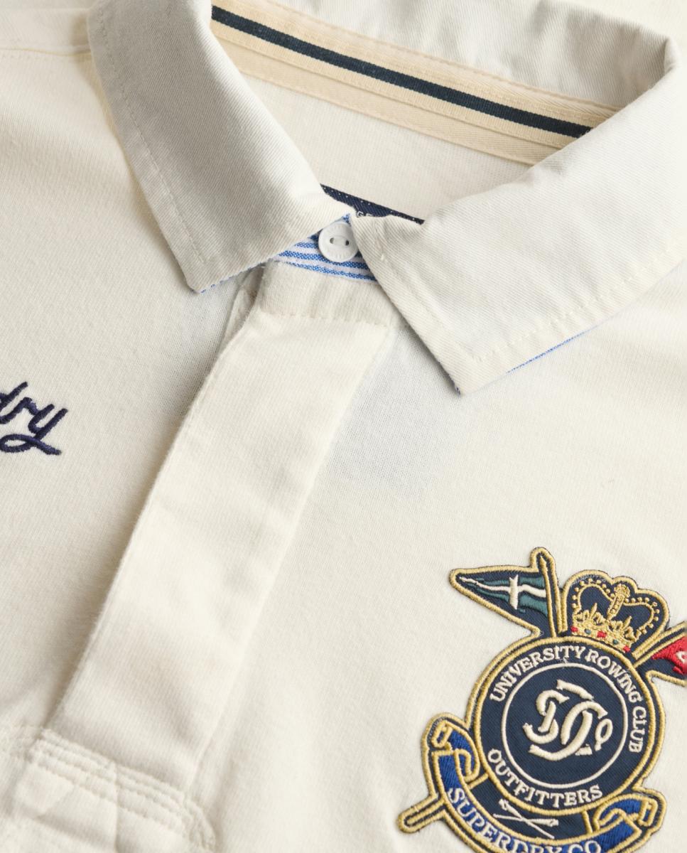 Polo de Rugby com Emblema Duplo Branco-3