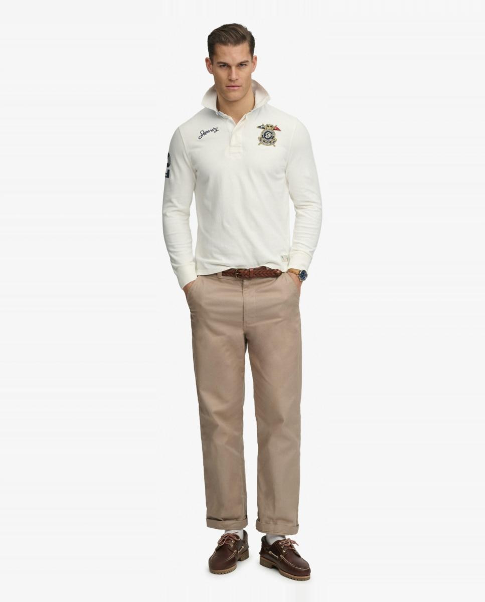 Polo de Rugby com Emblema Duplo Branco-5