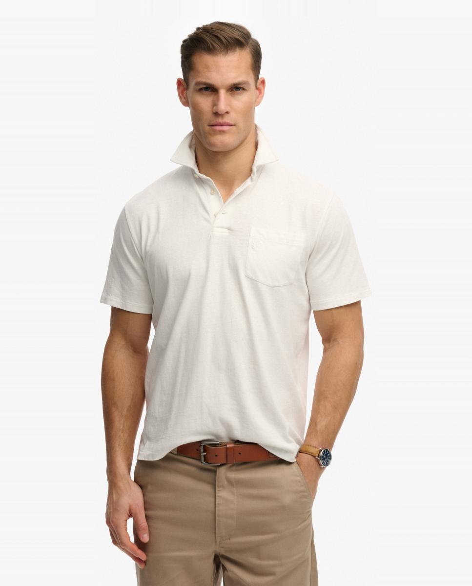 Polo de hombre Classic algodón con lino - Superdry - Blanco Blanco-1
