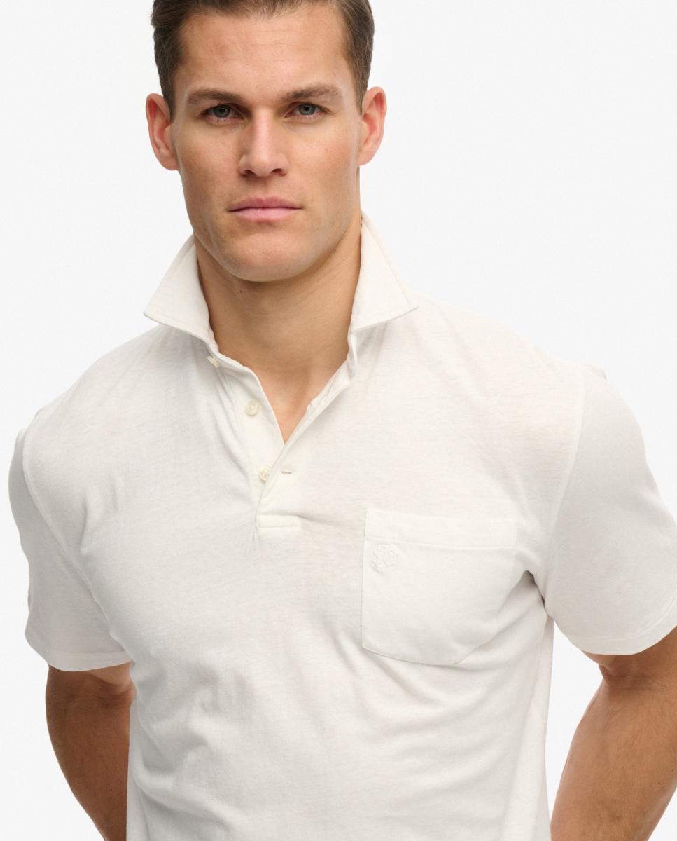 Polo de hombre Classic algodón con lino - Superdry - Blanco Blanco-3