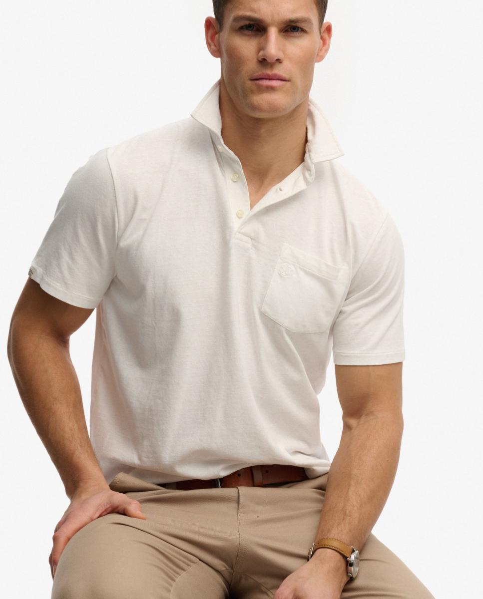 Polo de hombre Classic algodón con lino - Superdry - Blanco Blanco-4