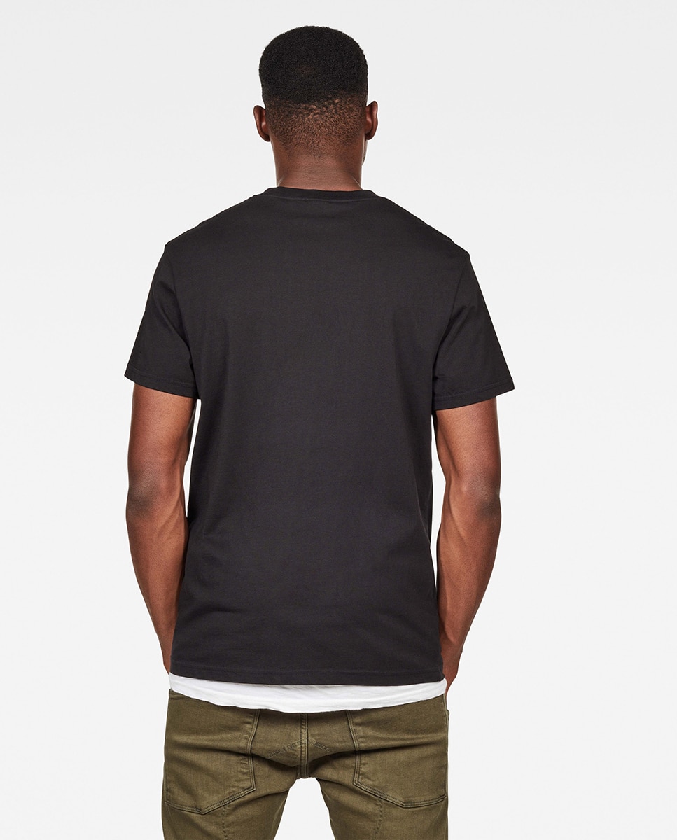 T-shirt preta de decote redondo e manga curta com logótipo à frente Preto-2