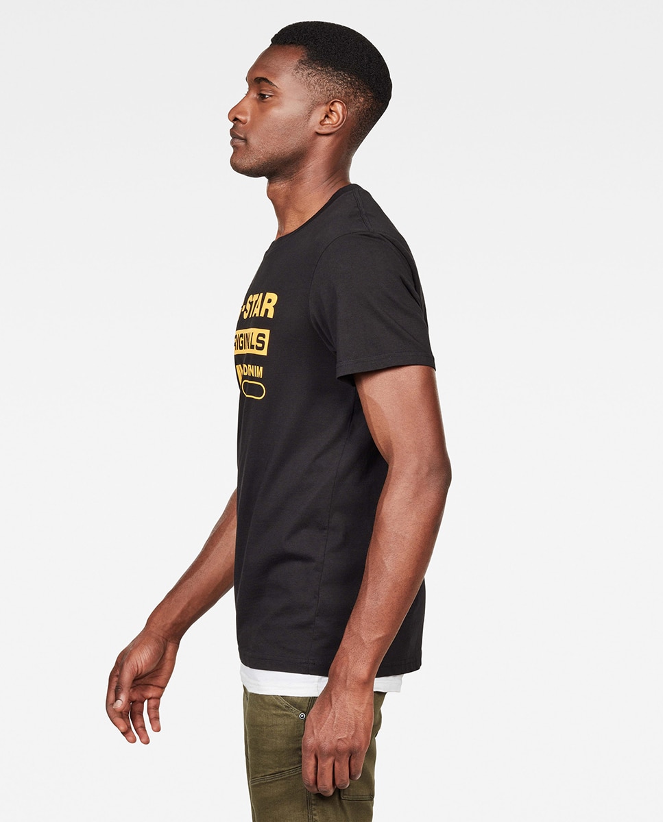 T-shirt preta de decote redondo e manga curta com logótipo à frente Preto-3