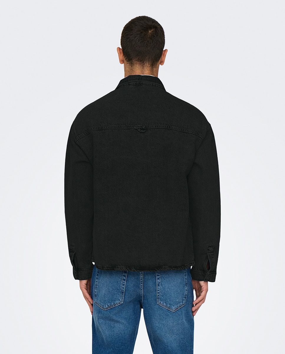 Blusão de Ganga Regular Fit Preto-2