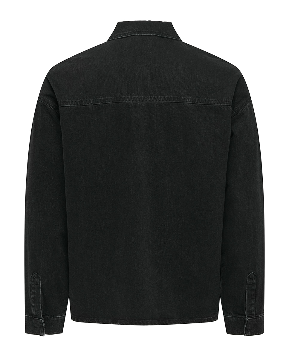 Blusão de Ganga Regular Fit Preto-4