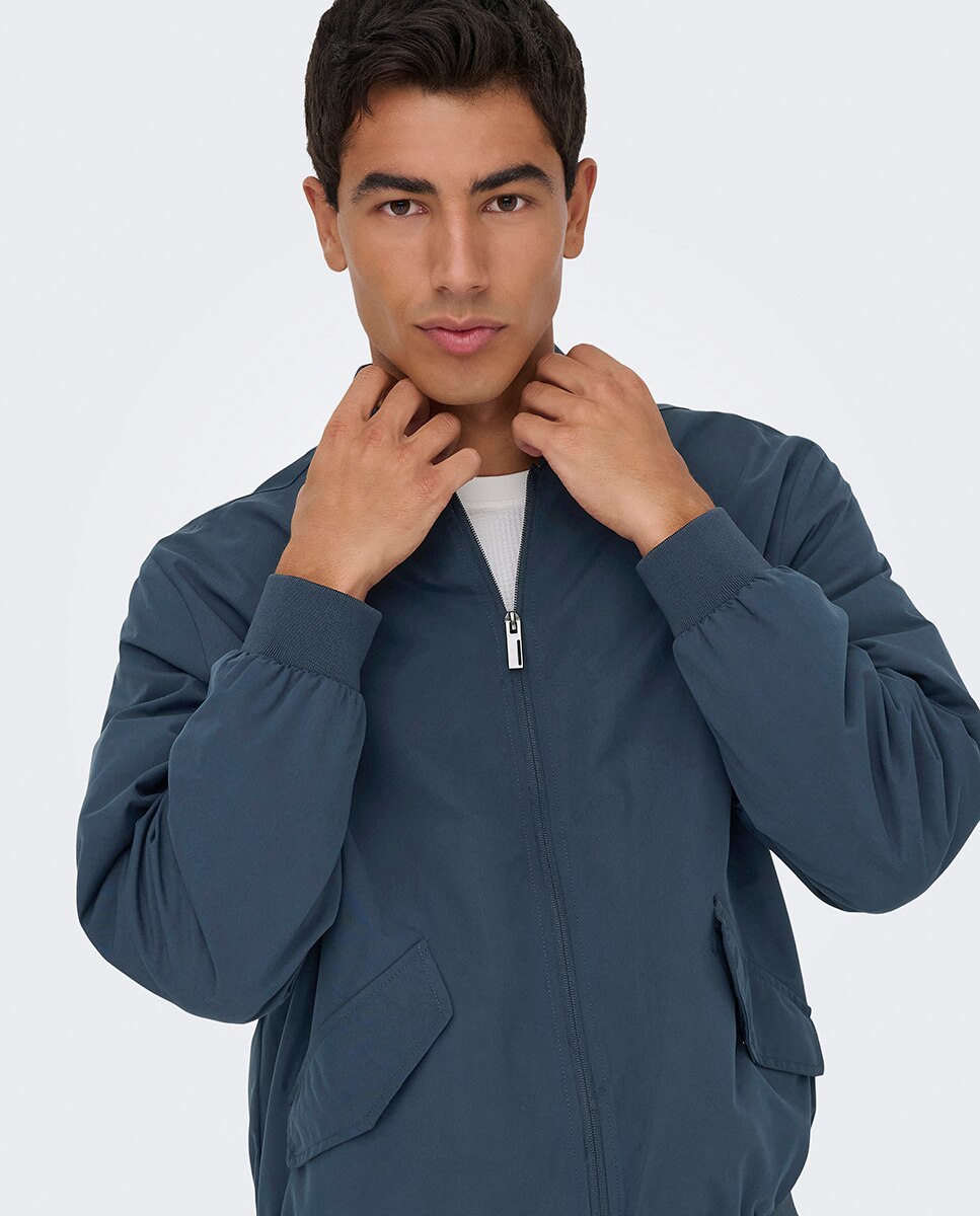 Blusão Bomber Ligeiro Regular Fit Azul-3