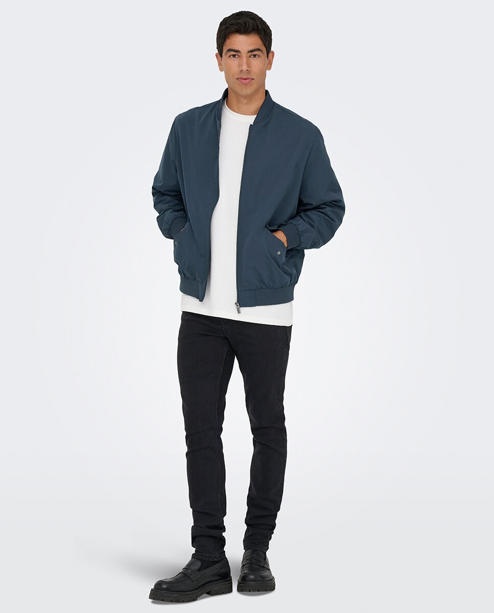 Blusão Bomber Ligeiro Regular Fit Azul-7