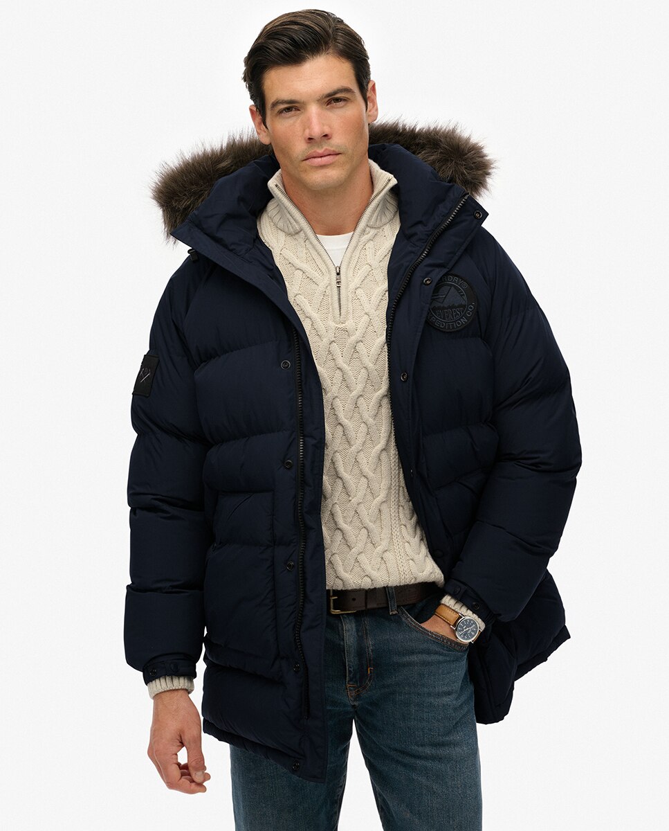 Parka Comprida Acolchoada Azul-marinho-2