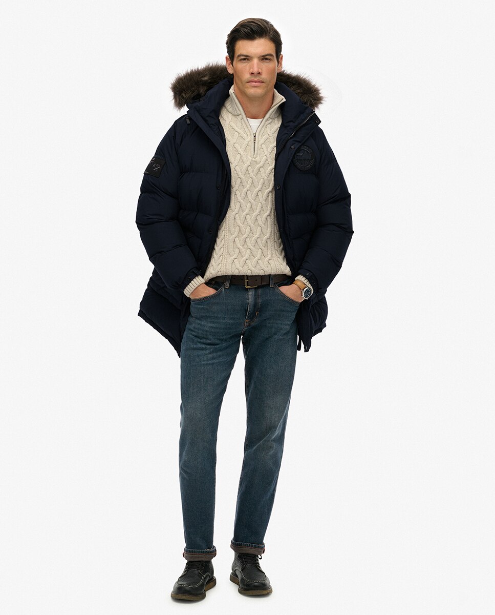 Parka Comprida Acolchoada Azul-marinho-7