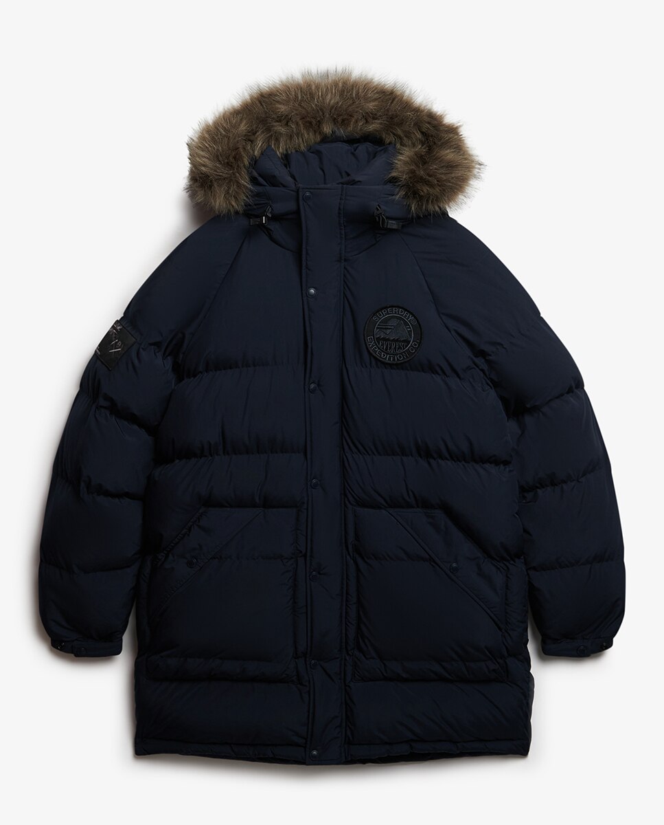 Parka Comprida Acolchoada Azul-marinho-5