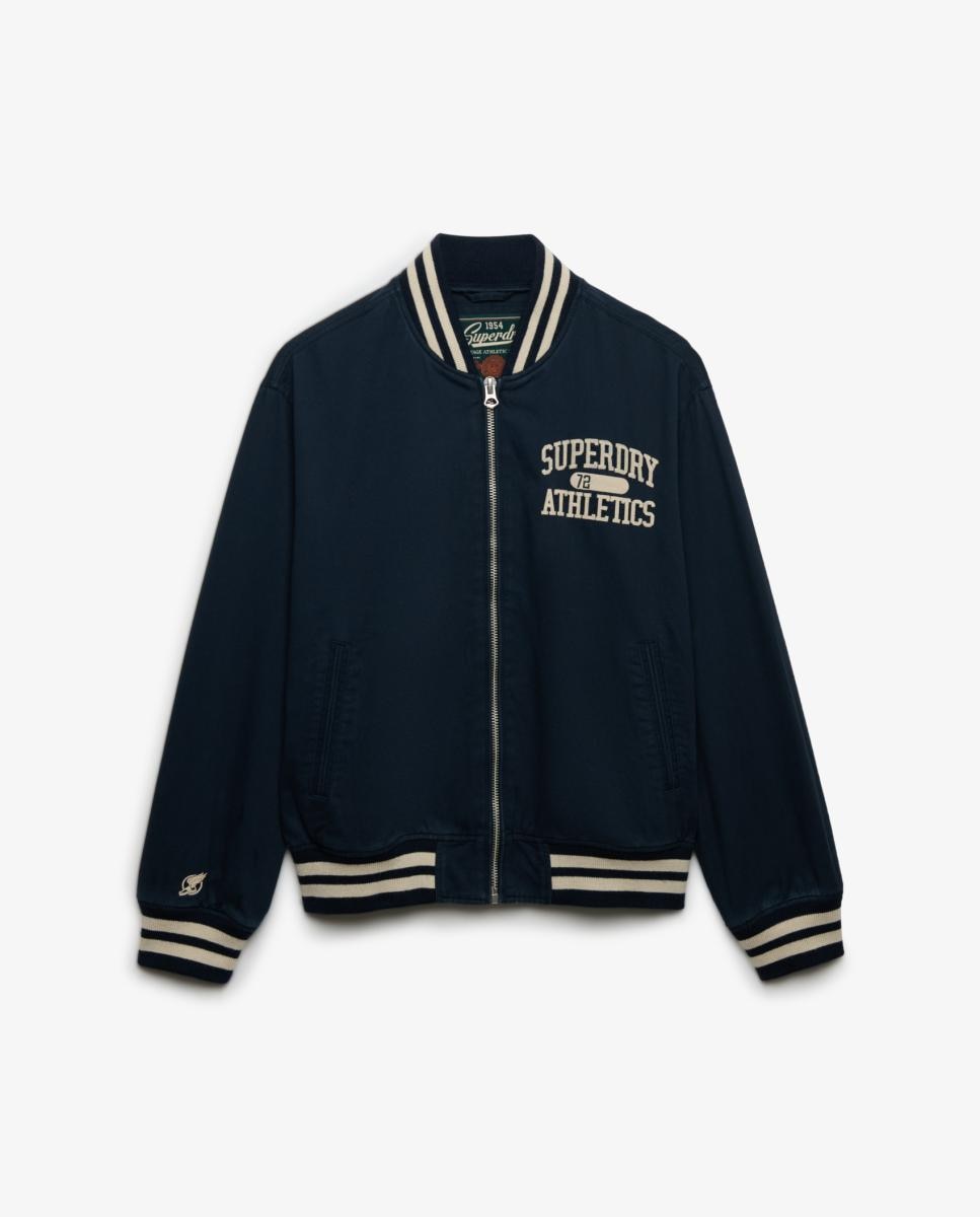 Casaco Tipo Blusão Bomber Varsity de Sarja Azul-marinho-4