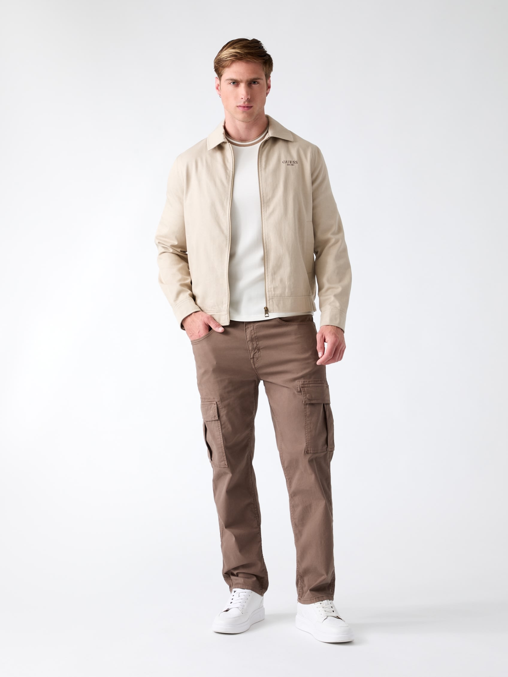 Imagen 6 de Cazadora con cremallera de hombre - Guess - Crema Crema