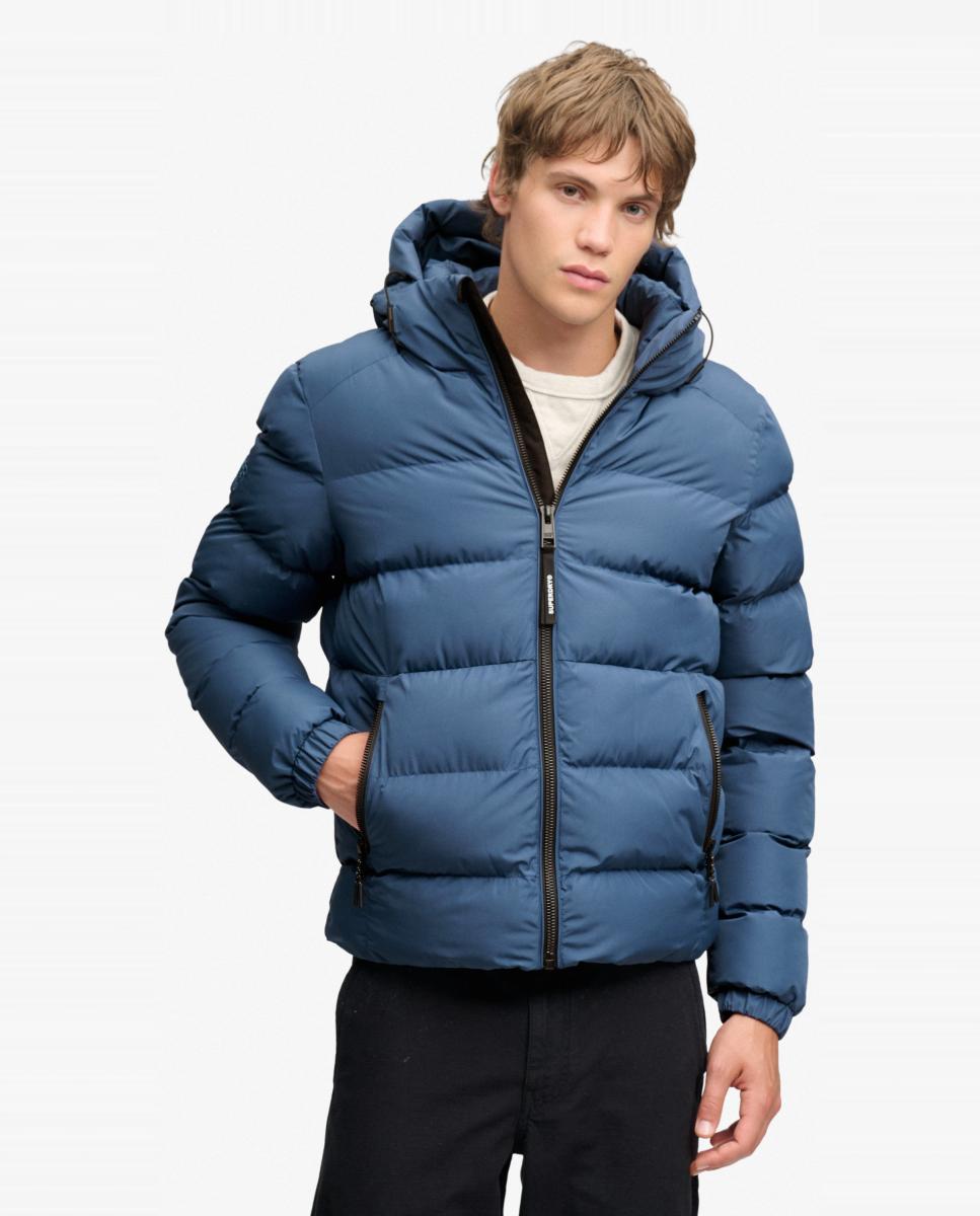 Chaqueta acolchada deportiva de hombre con capucha - Superdry - Azul Azul-1