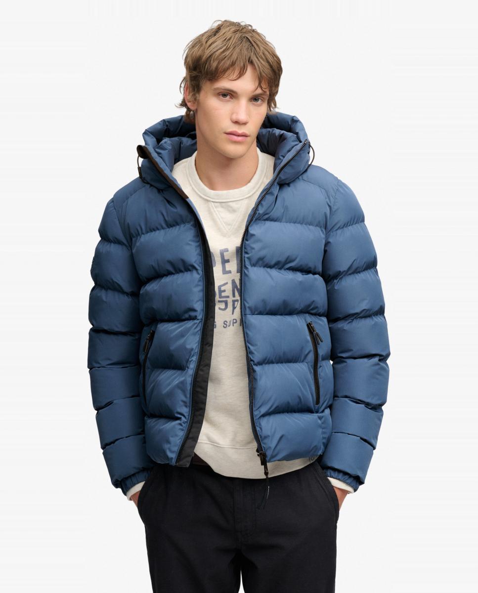 Chaqueta acolchada deportiva de hombre con capucha - Superdry - Azul Azul-5