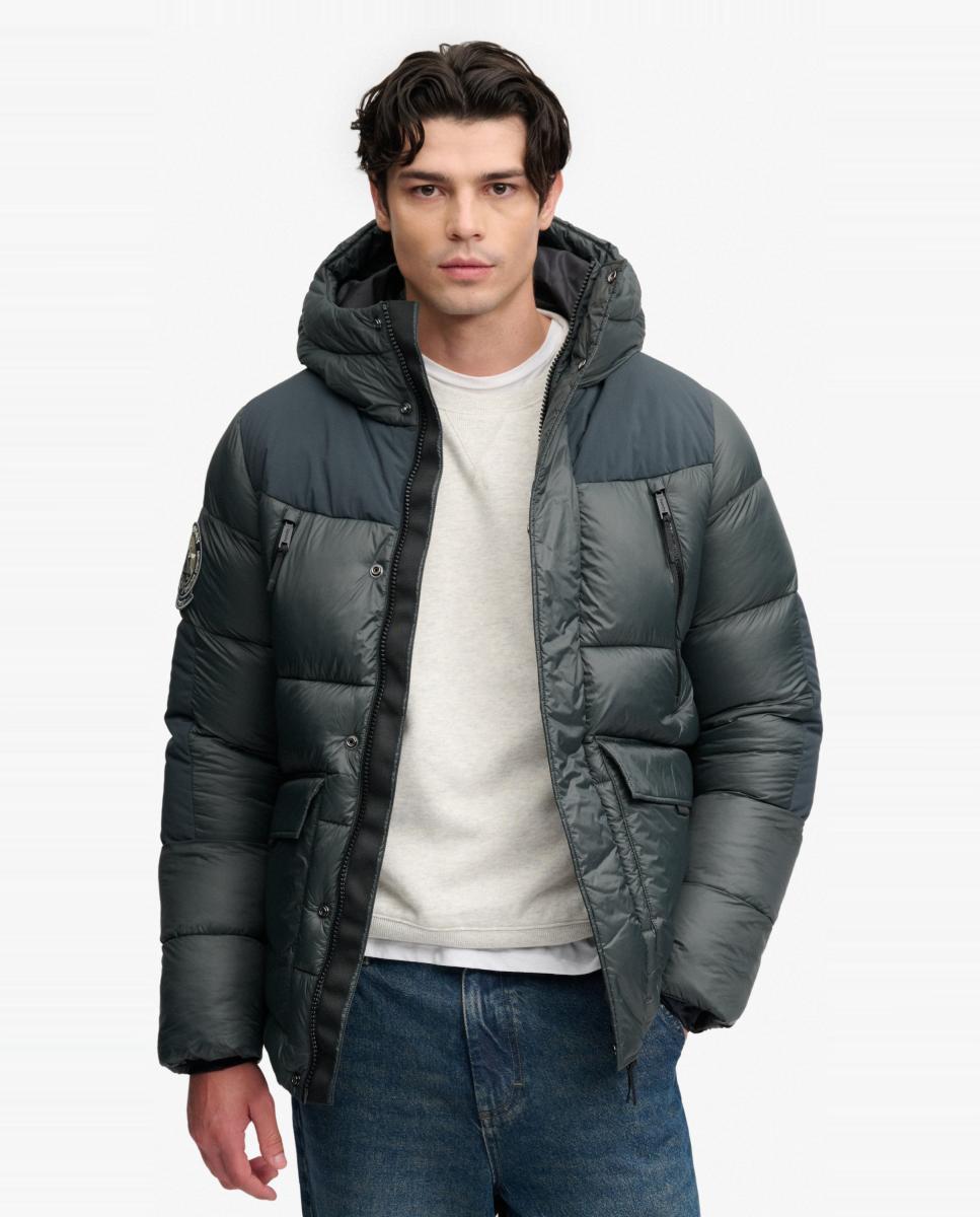 Parka Acolchoada City Baffle Verde-5