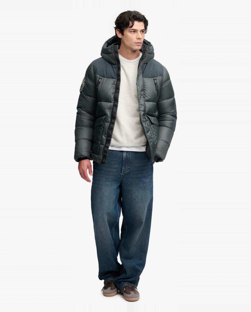 Parka Acolchoada City Baffle Verde-6