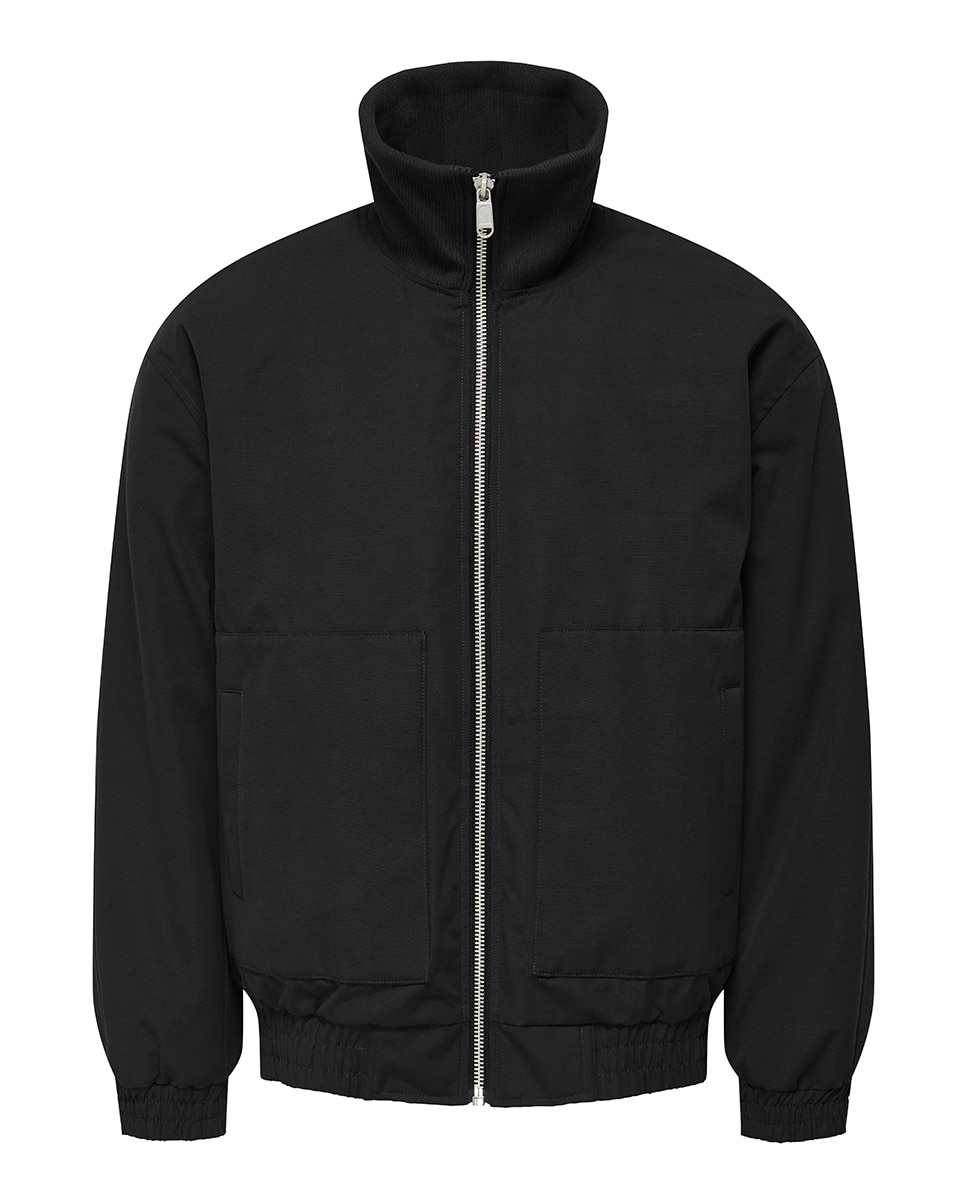 Casaco Regular Fit com Gola Alta Preto-5