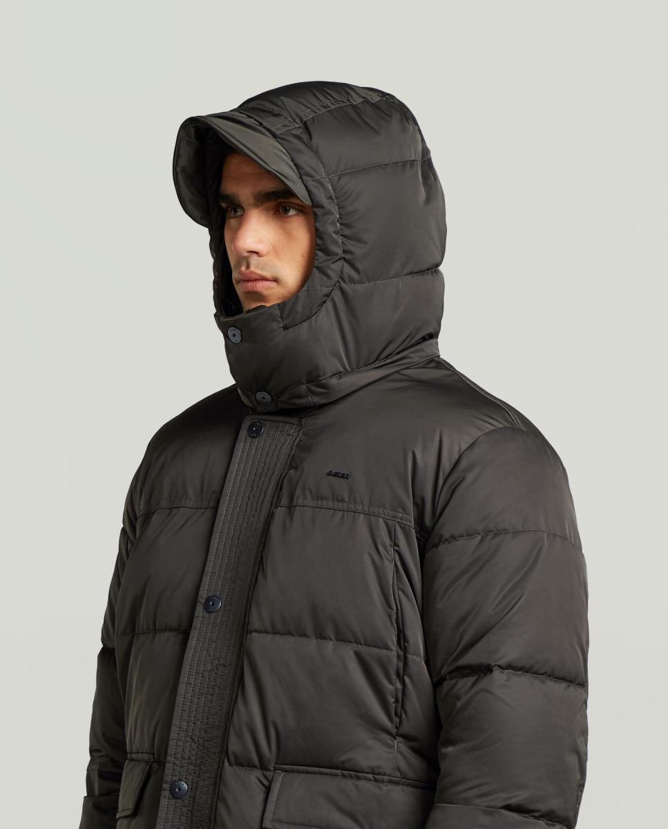 Parka com Capuz e Corte Regular Cinzento-3