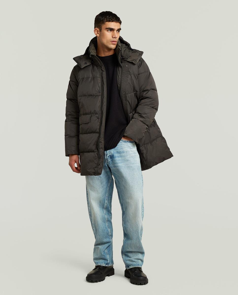 Parka com Capuz e Corte Regular Cinzento-4