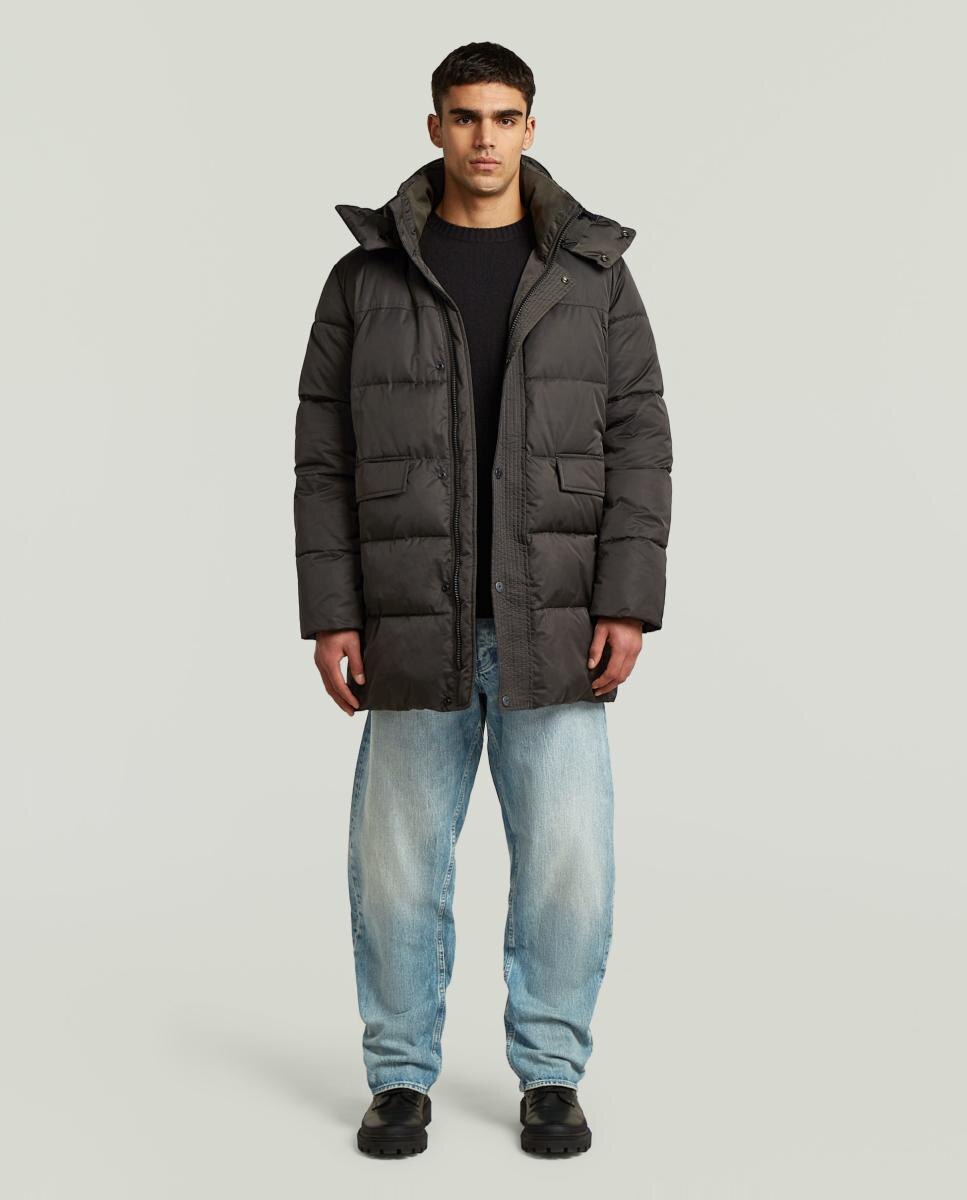 Parka com Capuz e Corte Regular Cinzento-7