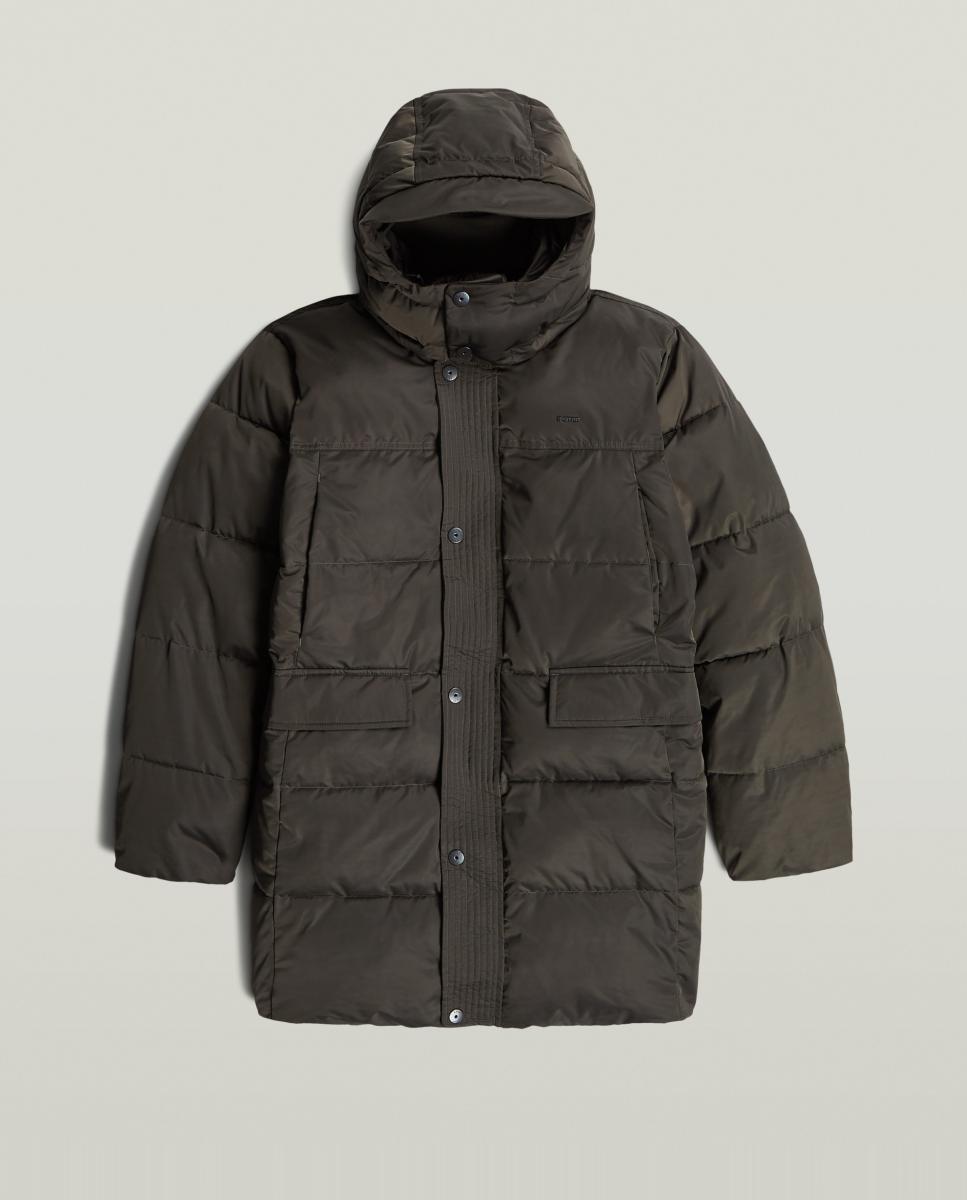 Parka com Capuz e Corte Regular Cinzento-6