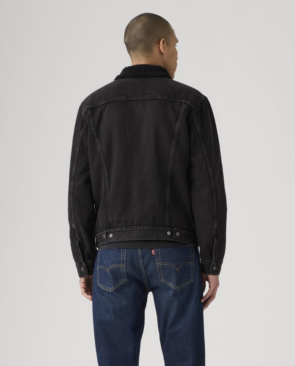 Blusão de Ganga com Pelo de Borrego Preto-2
