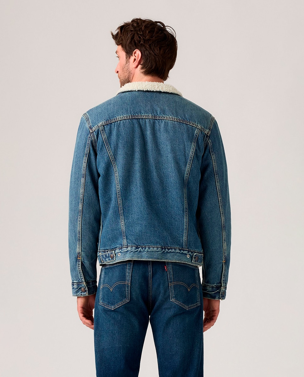 Blusão de Ganga com Pelo de Borrego Azul-2