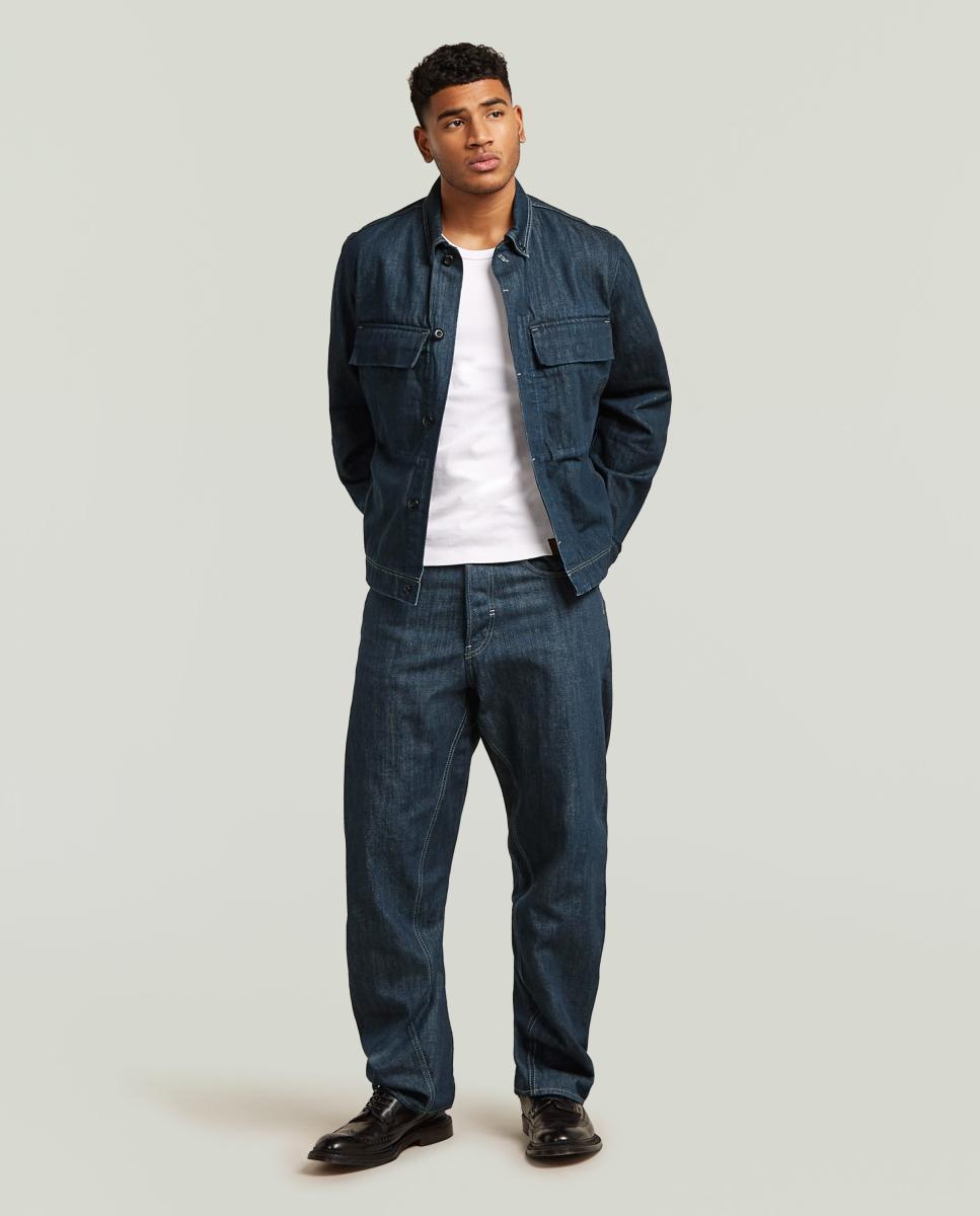 Sobrecamisa de Ganga de Corte Regular e Estilo Moderno Azul-4