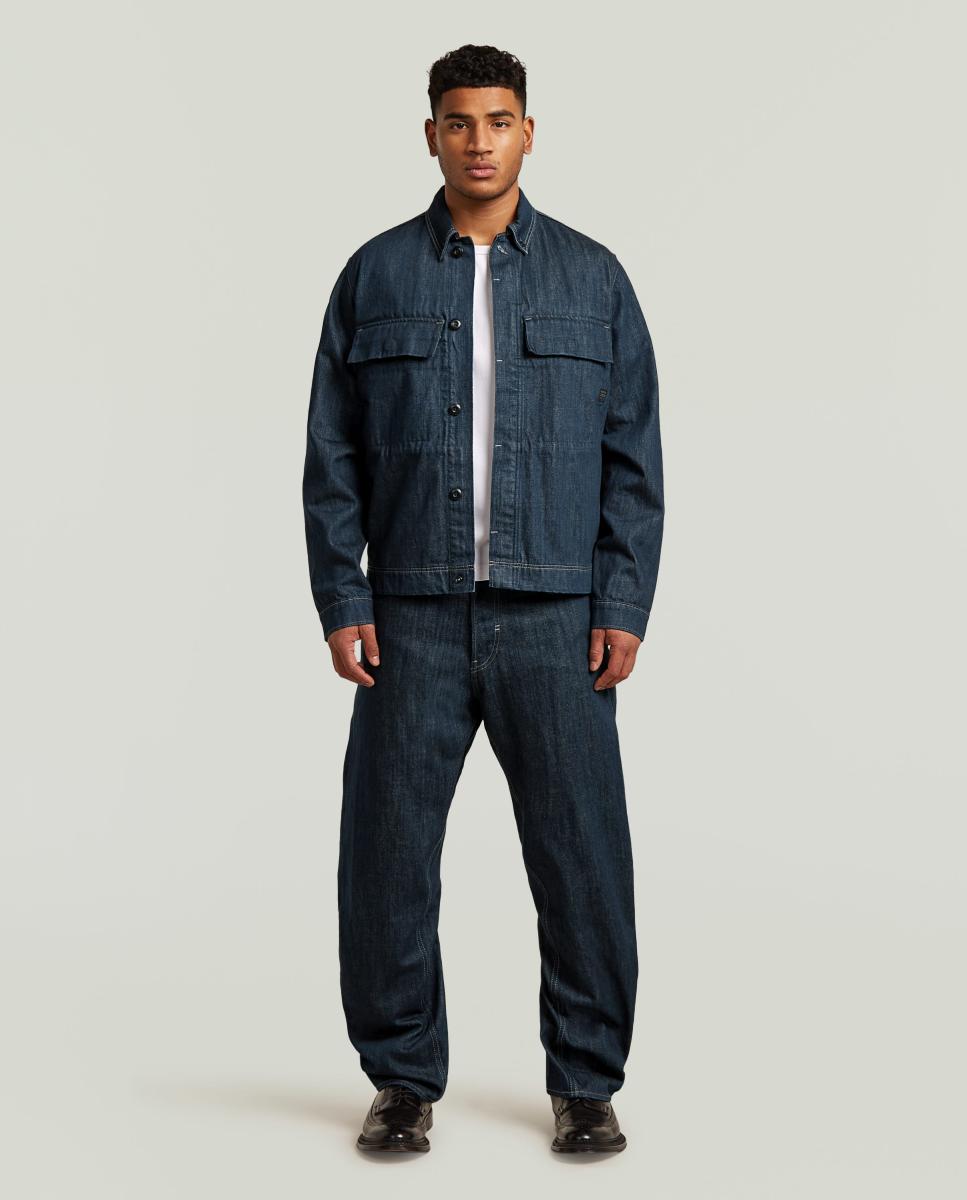 Sobrecamisa de Ganga de Corte Regular e Estilo Moderno Azul-7