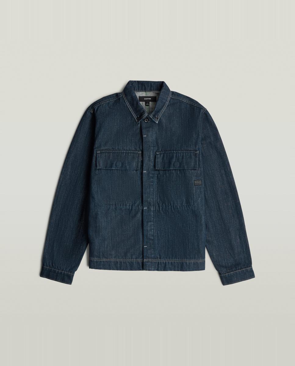 Sobrecamisa de Ganga de Corte Regular e Estilo Moderno Azul-6