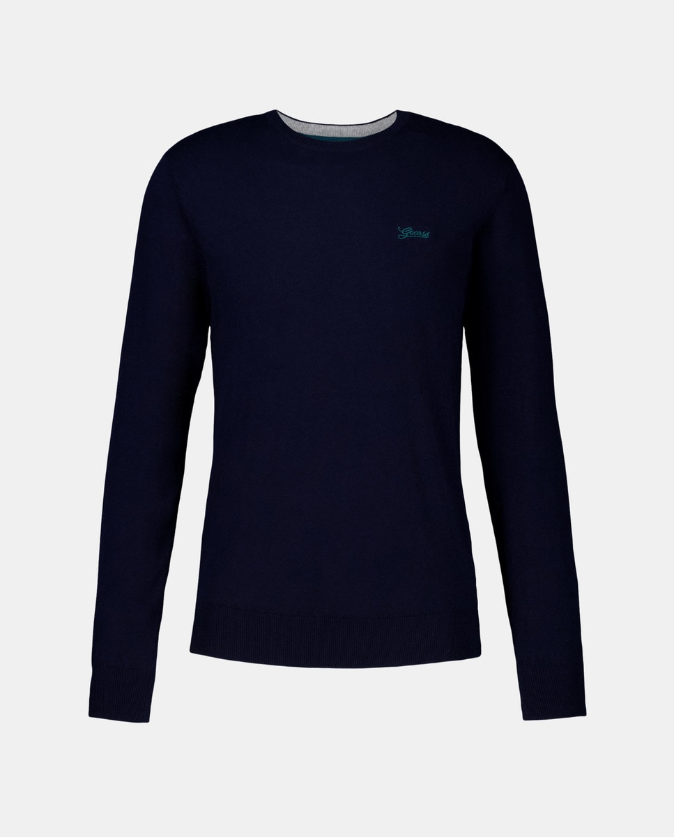 Camisola de Malha com Ponto Liso Azul-marinho-1