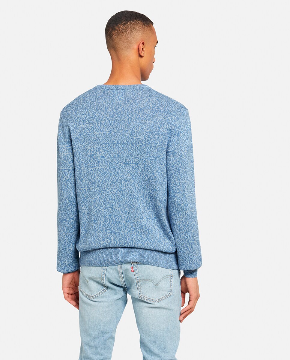 Camisola de Malha Lightweight com Decote Redondo Azul-2