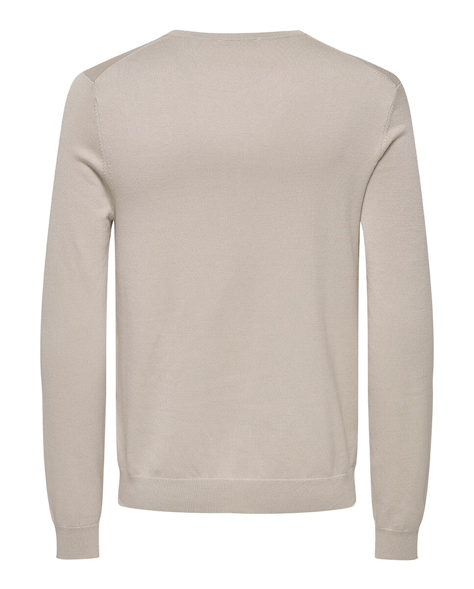 Camisolas de Malha Regular Fit com Manga Comprida Bege-2