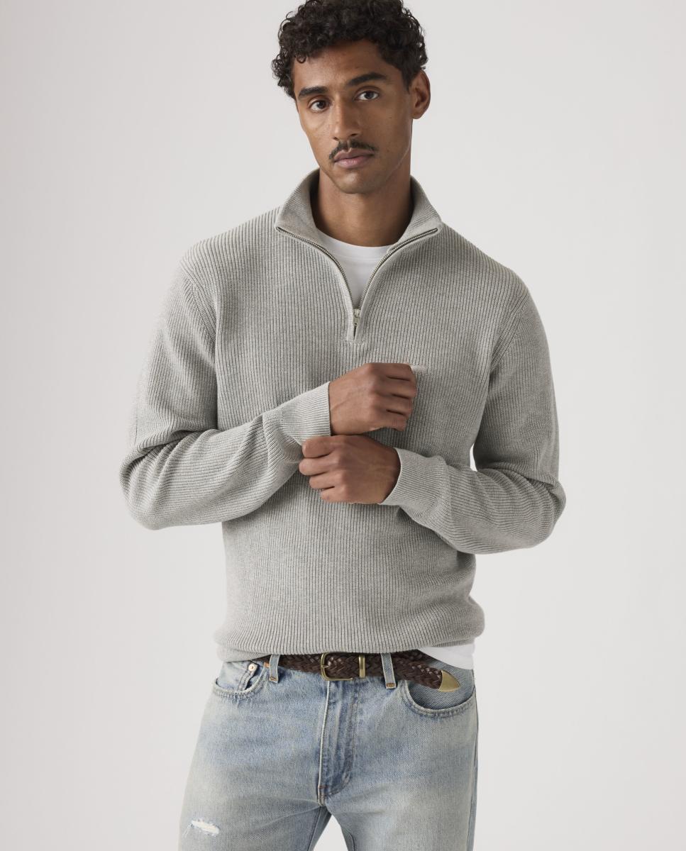 Camisola de Malha com Gola Chaminé Cinzento-claro-3