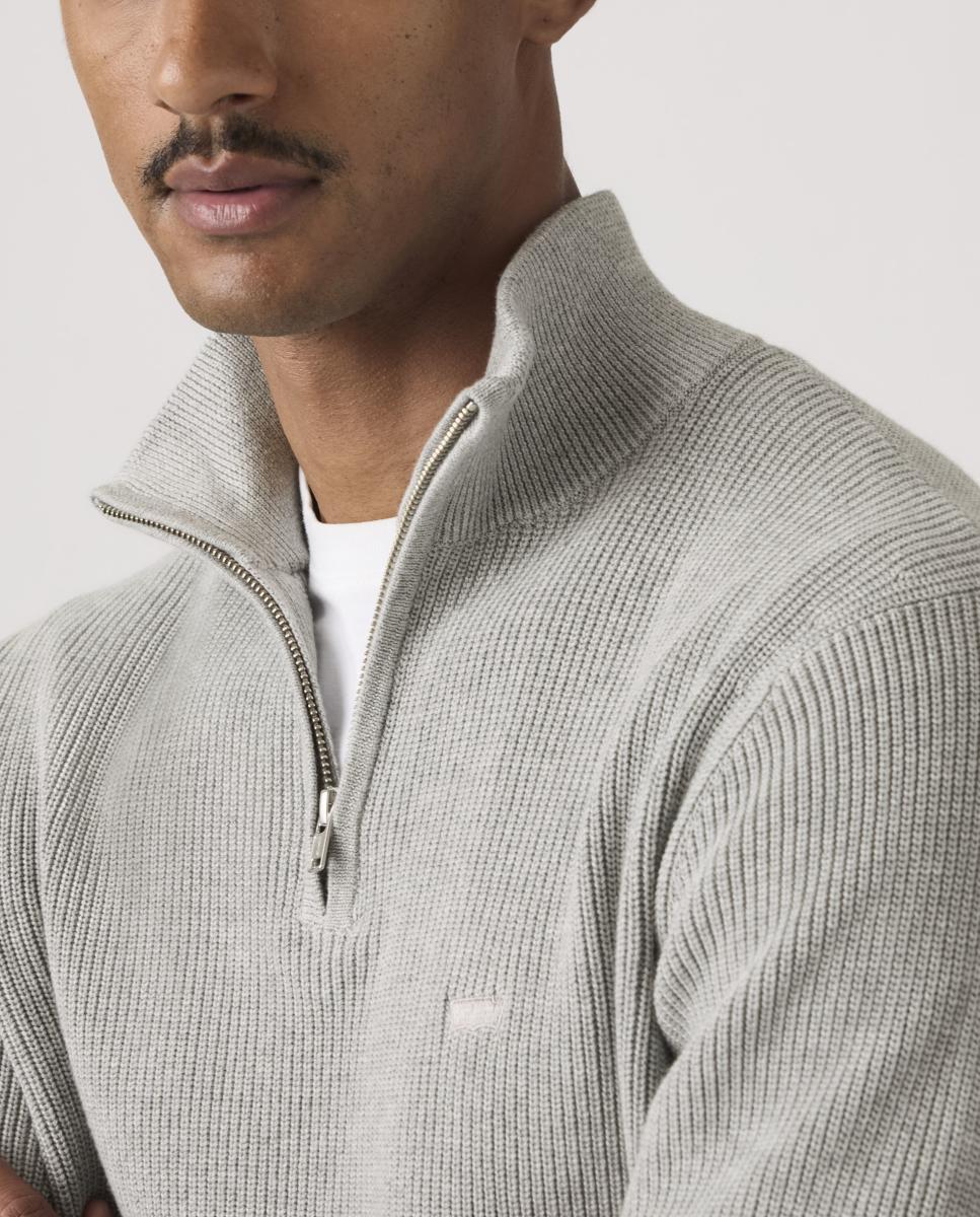 Camisola de Malha com Gola Chaminé Cinzento-claro-4