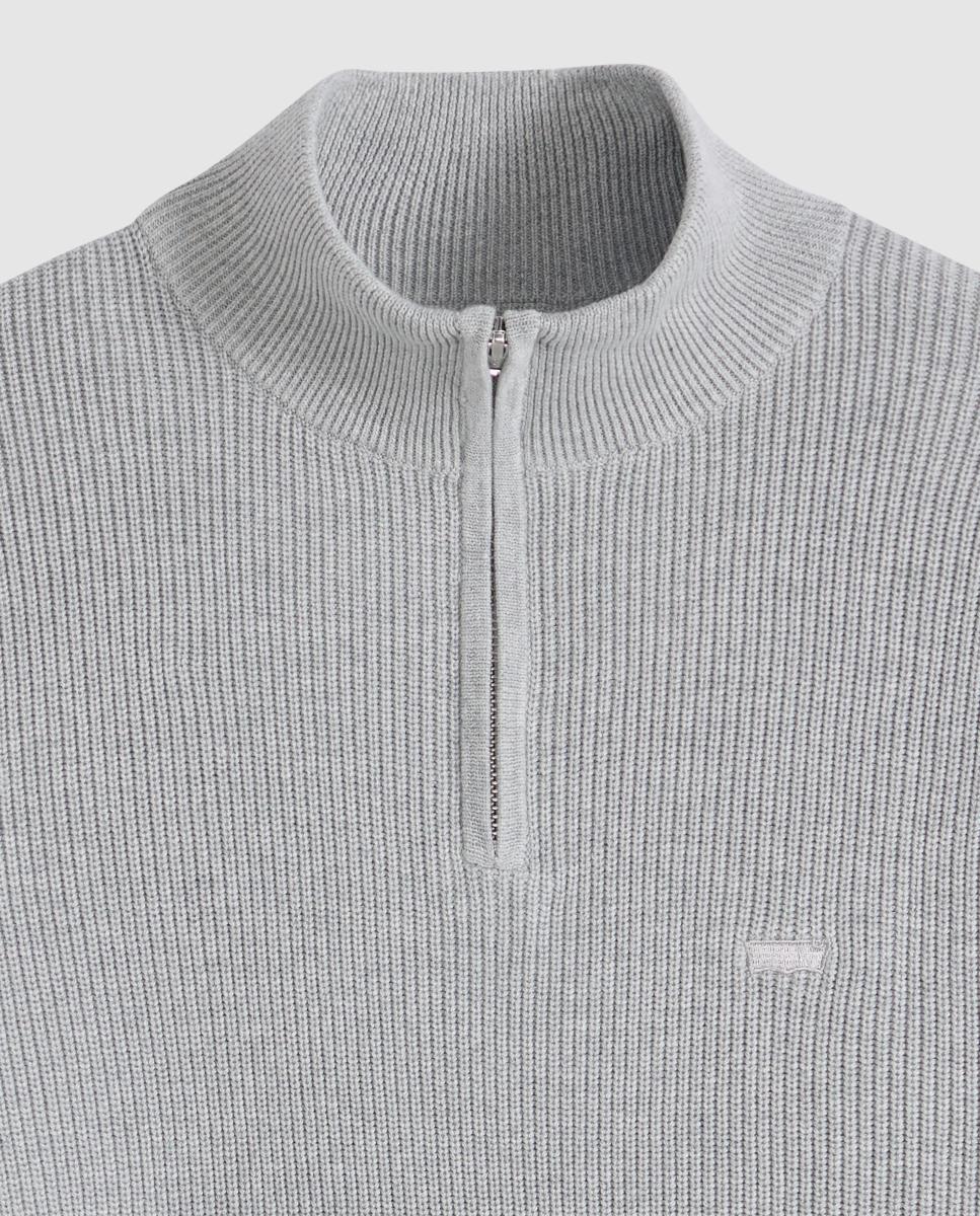 Camisola de Malha com Gola Chaminé Cinzento-claro-6