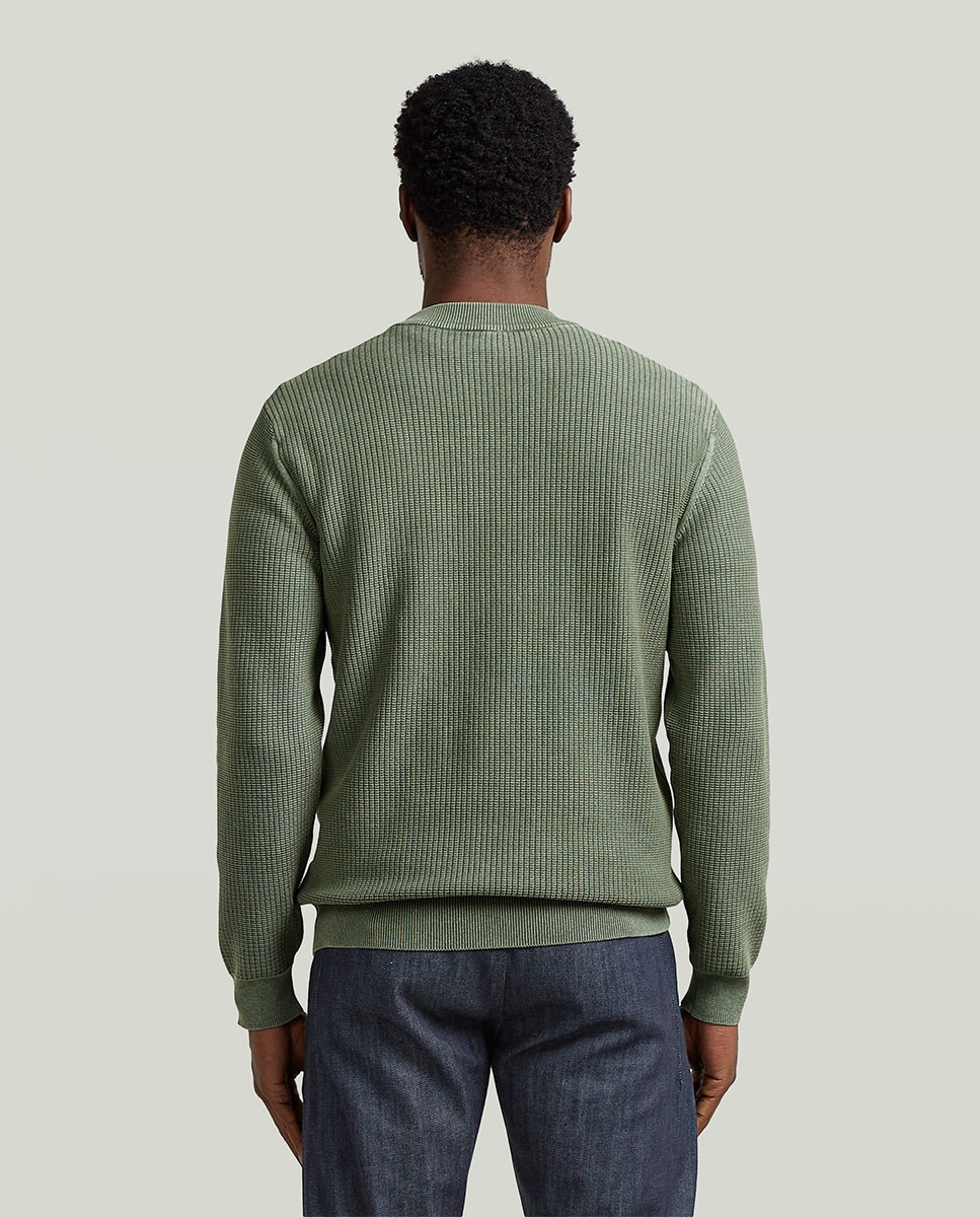 Camisola de Malha Regular com Efeito de Lavagem Verde-2