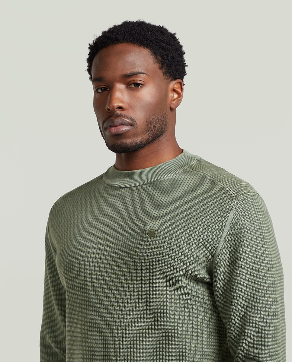 Camisola de Malha Regular com Efeito de Lavagem Verde-3