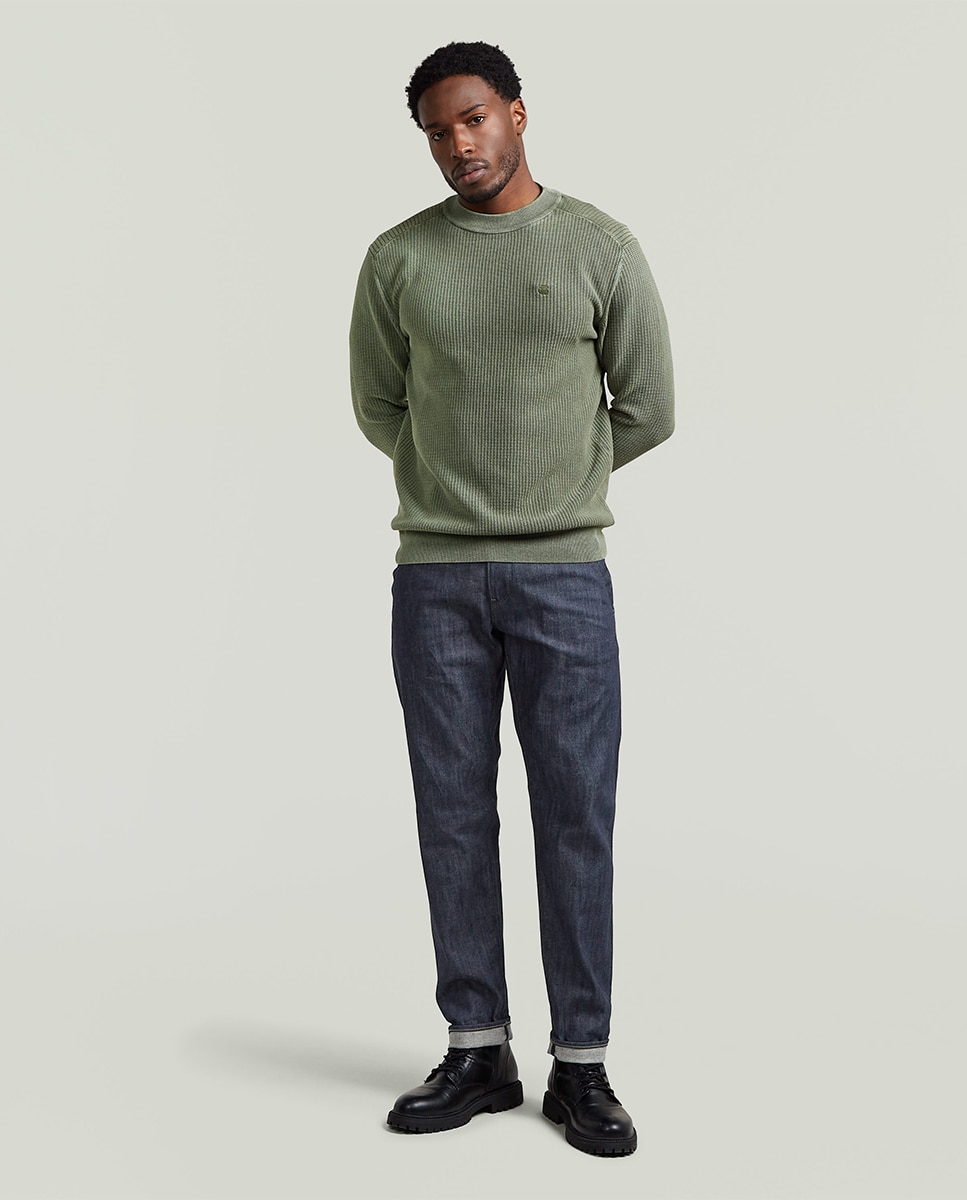 Camisola de Malha Regular com Efeito de Lavagem Verde-4
