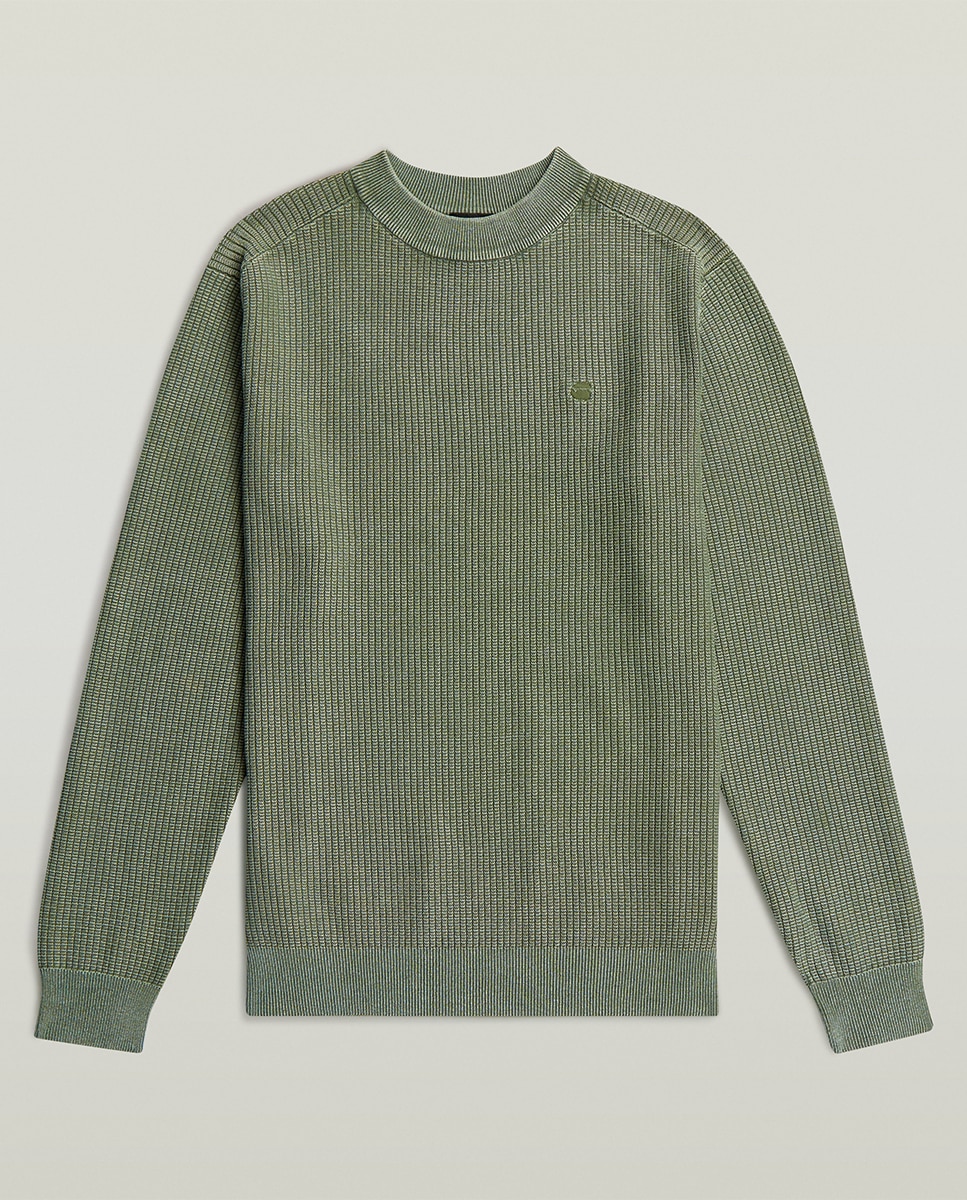 Camisola de Malha Regular com Efeito de Lavagem Verde-6