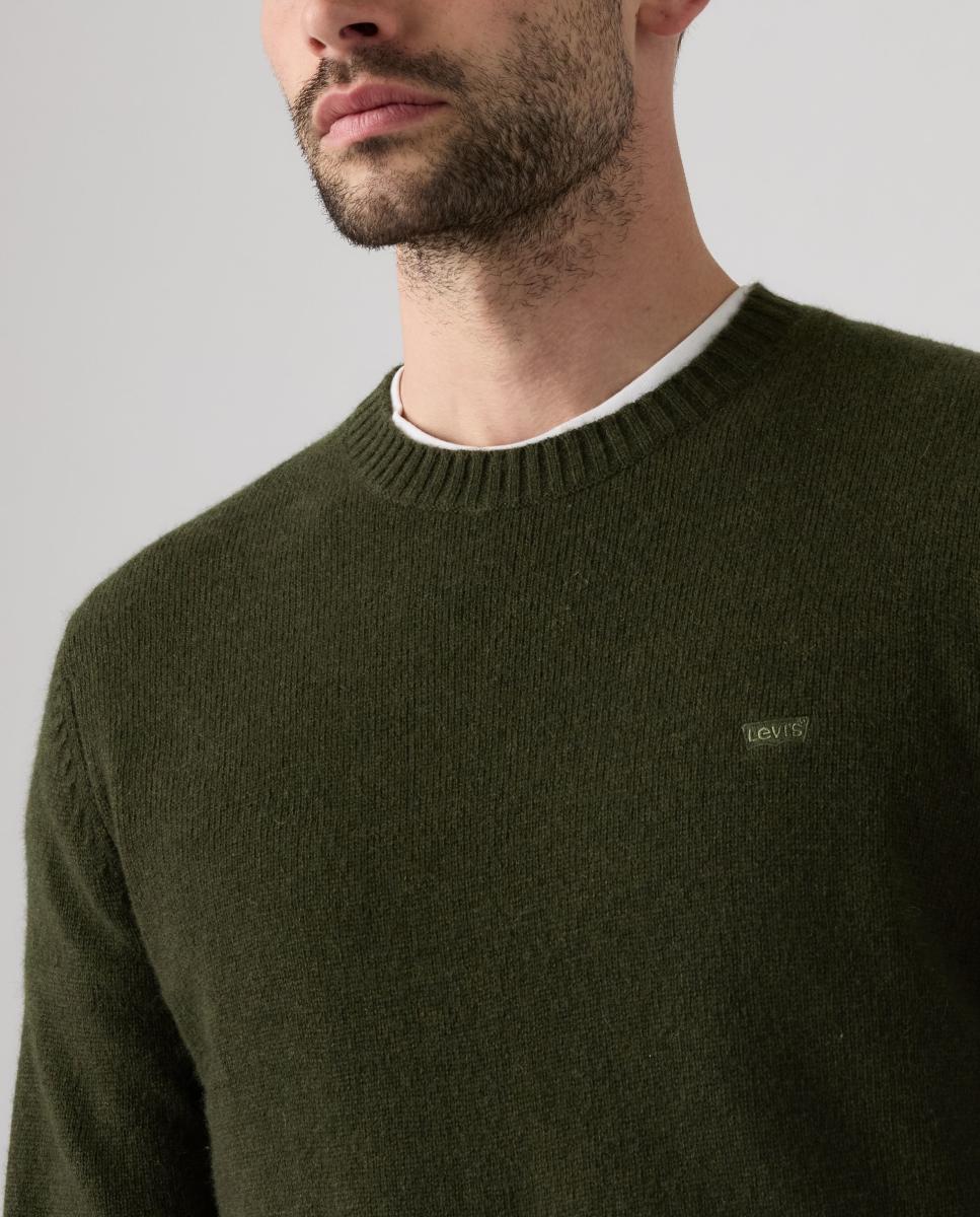 Camisola de malha com decote redondo Verde-escuro-4