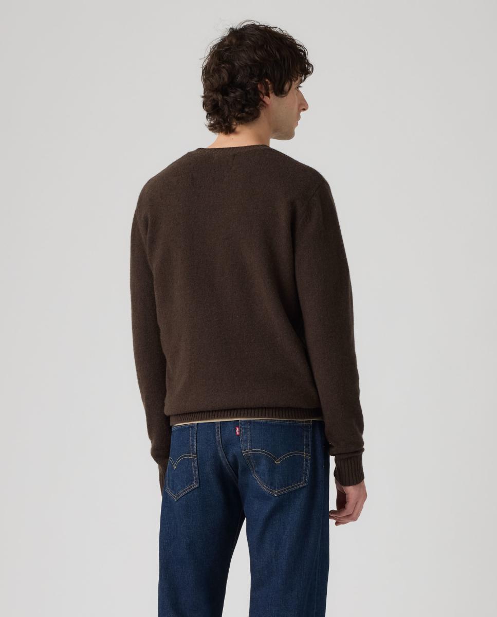 Camisola de malha com decote redondo Castanho-escuro-2